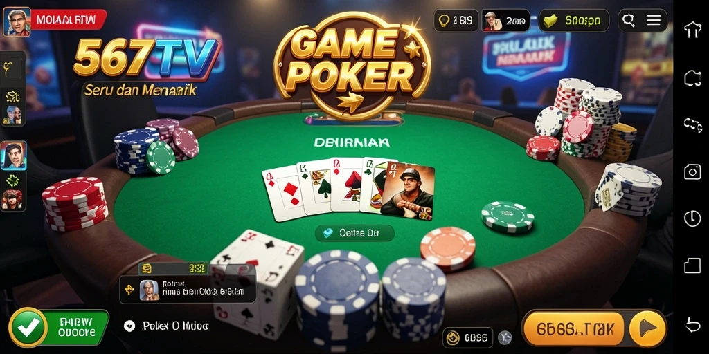 Screenshot gameplay 567TV dengan pemain sedang bermain poker.