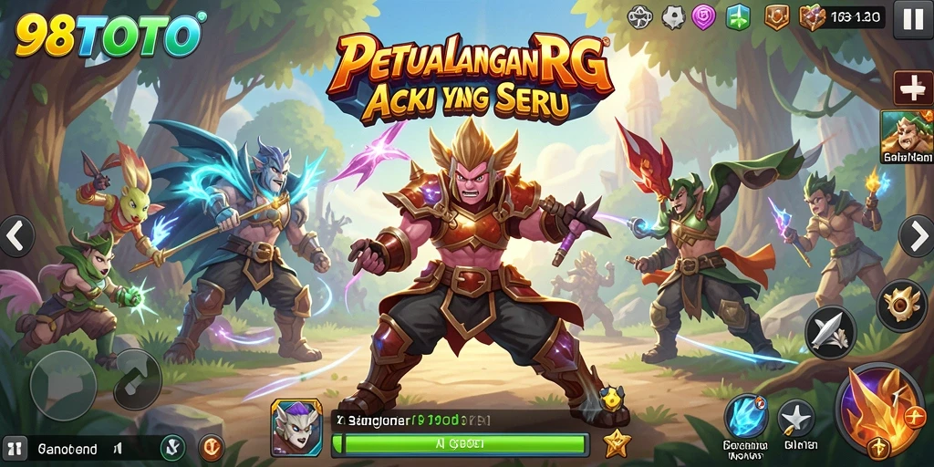 Screenshot menunjukkan pertempuran seru dalam game ARPG 98TOTO.
