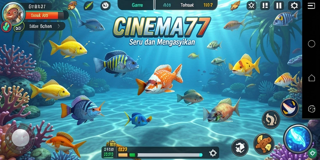 Gameplay seru di CINEMA77 saat menembak ikan berwarna-warni.