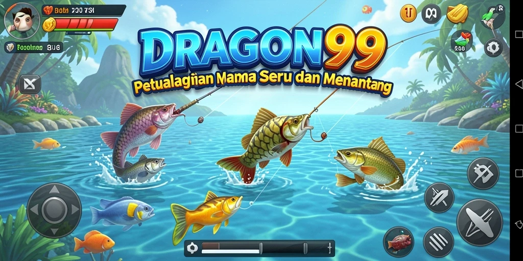 Screenshot gameplay DRAGON99 menampilkan aksi memancing yang mendebarkan.