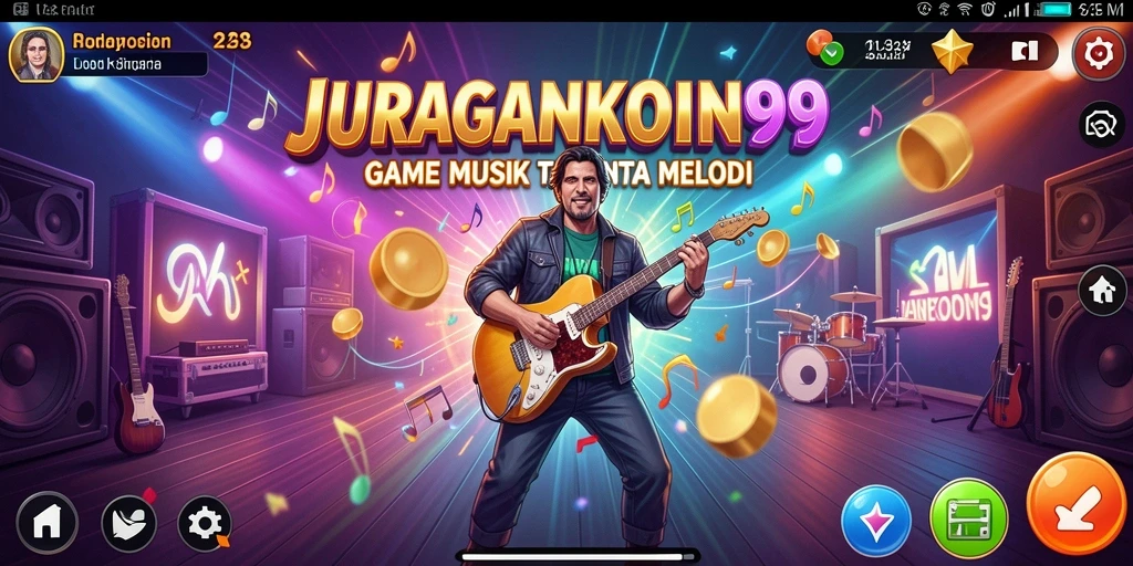 Tampilan gameplay JURAGANKOIN99 dengan interaksi musik yang seru.