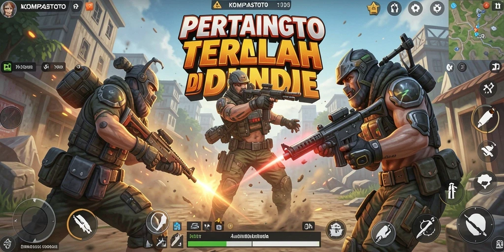Tangkapan layar aksi seru dalam permainan Battle Royale KOMPASTOTO.