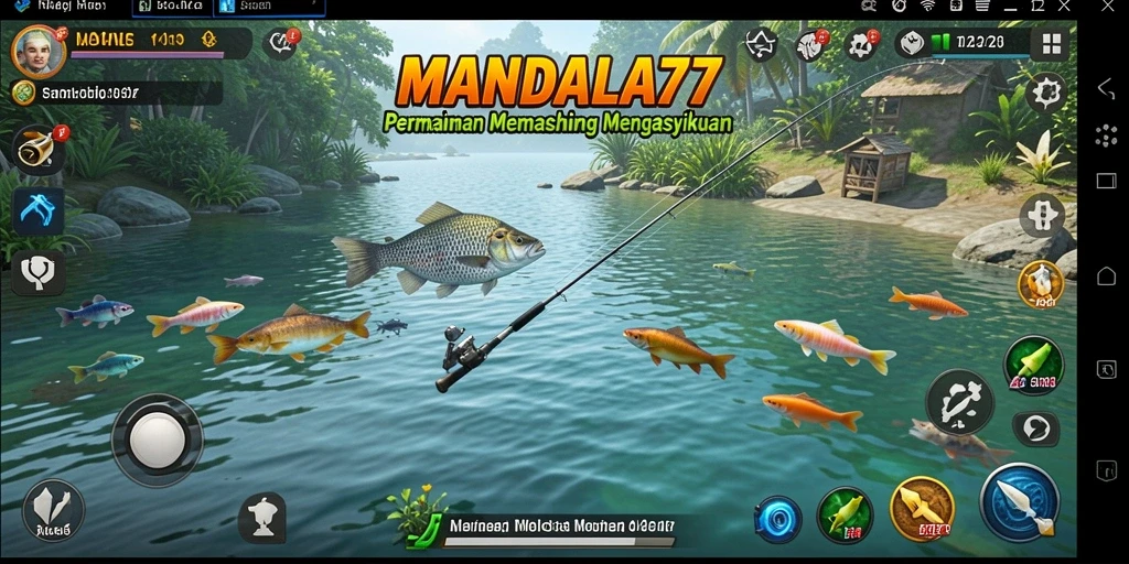 Gameplay MANDALA77 menampilkan serunya menangkap ikan di lautan.