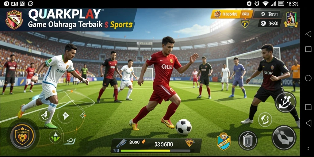 Screenshot utama menunjukkan gameplay seru dari QUARKPLAY di cabang olahraga.