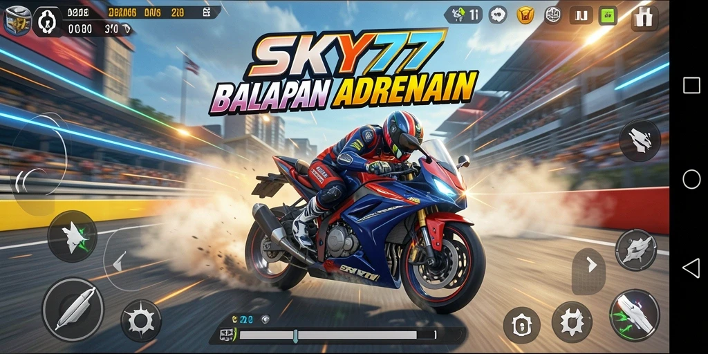 Tampilan menarik dari gameplay balapan motor di SKY77.