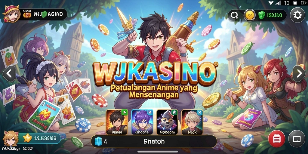 Tangkapan layar menampilkan gameplay seru di dunia Anime WJKASINO.