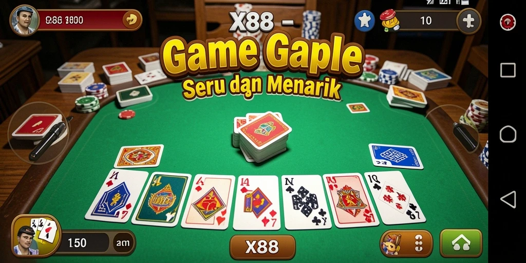Gameplay seru Gaple dengan teman dan pemain lain.