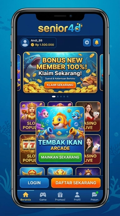Pengguna sedang menjelajahi katalog aplikasi di senior4d.